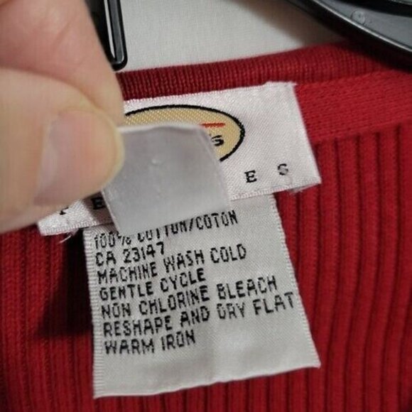 Talbots Petites Small Red Sweater Button Up Cardigan w/pockets V-neck knit EUC - Picture 6 of 7